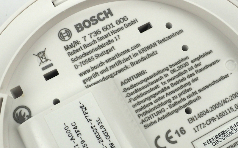 Bosch TRX1-TIF Smart Rauchmelder Kennzeichnungen